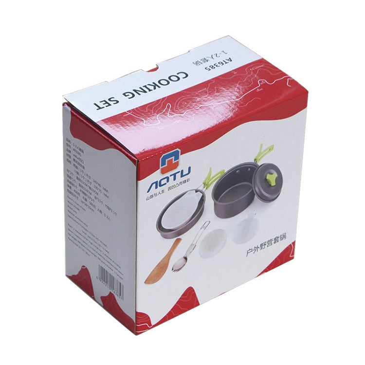 Aotu AT6385 Outdoor Camping Tableware Pots Cookwear Set for 1-2 Person, Aotu AT6385