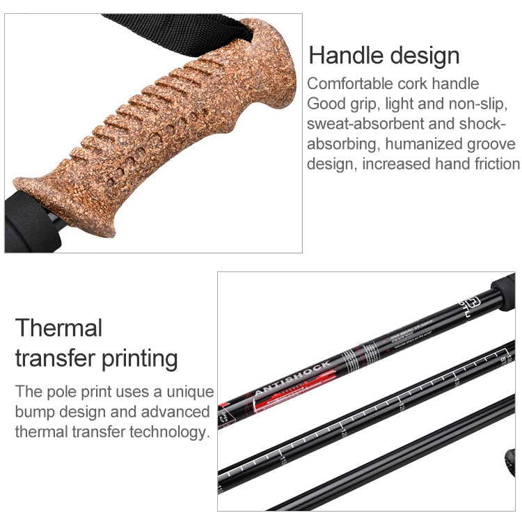 Aotu AT7551 135cm Aluminum Alloy Outdoor Camping Corky Trekking Poles, Silver#135cm, Black#135cm, Blue#135cm, Red#135cm