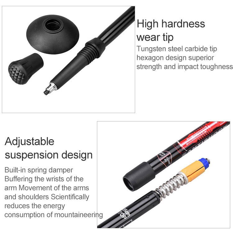 Aotu AT7551 135cm Aluminum Alloy Outdoor Camping Corky Trekking Poles, Silver#135cm, Black#135cm, Blue#135cm, Red#135cm