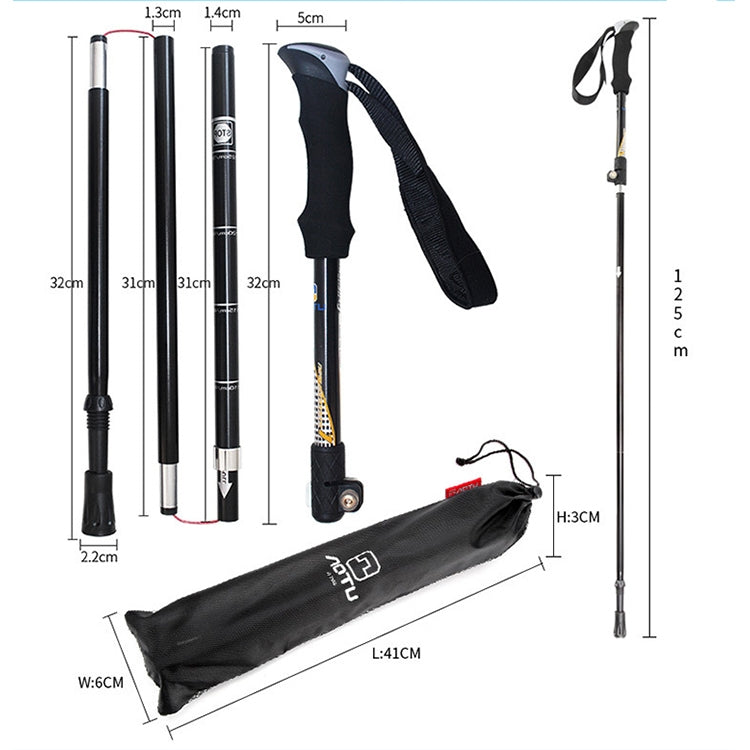 Aotu AT7558 125cm Aluminum Alloy Outdoor Camping Folding Corky Trekking Poles EVA Handle Alpenstock, AT7558