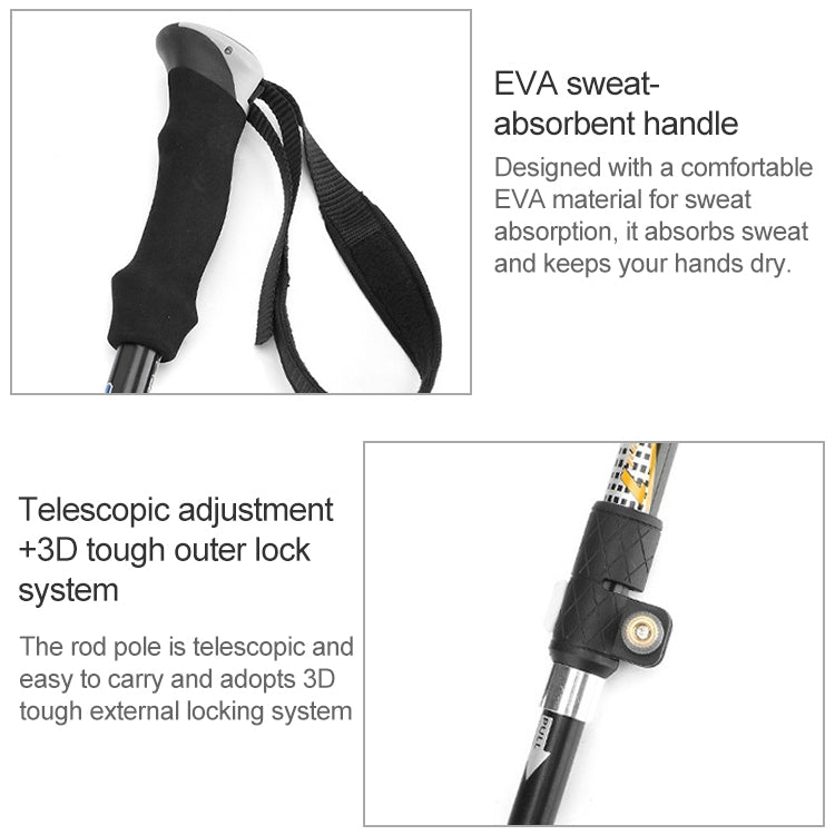Aotu AT7558 125cm Aluminum Alloy Outdoor Camping Folding Corky Trekking Poles EVA Handle Alpenstock, AT7558