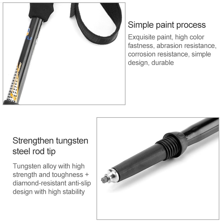 Aotu AT7558 125cm Aluminum Alloy Outdoor Camping Folding Corky Trekking Poles EVA Handle Alpenstock, AT7558