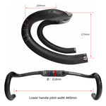 TOSEEK UD Carbon Fiber Texture Road Bike Handlebar, Size: 440mm (UD Matte), 440mm