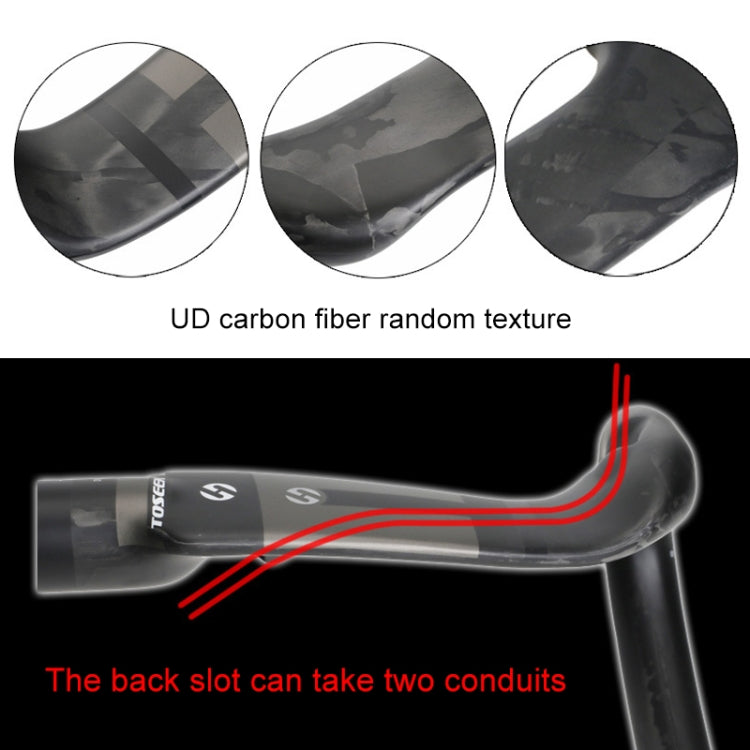 TOSEEK UD Carbon Fiber Texture Road Bike Handlebar, Size: 440mm (UD Matte), 440mm