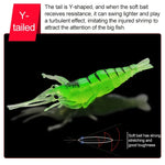 10 PCS 4cm Fishing Soft Bait Lures Popper Poper Baits, Luminous Shrimp, Pink Shrimp, Green Shrimp, Transparent Shrimp, Artificial Shrimp