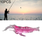 10 PCS 4cm Fishing Soft Bait Lures Popper Poper Baits, Luminous Shrimp, Pink Shrimp, Green Shrimp, Transparent Shrimp, Artificial Shrimp