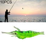 10 PCS 4cm Fishing Soft Bait Lures Popper Poper Baits, Luminous Shrimp, Pink Shrimp, Green Shrimp, Transparent Shrimp, Artificial Shrimp