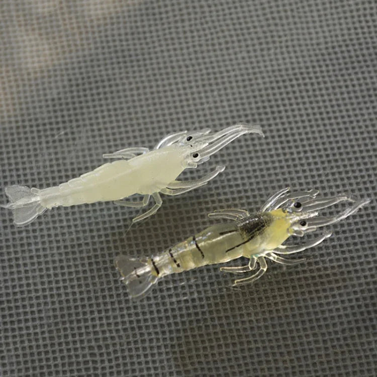 10 PCS 4cm Fishing Soft Bait Lures Popper Poper Baits, Luminous Shrimp, Pink Shrimp, Green Shrimp, Transparent Shrimp, Artificial Shrimp