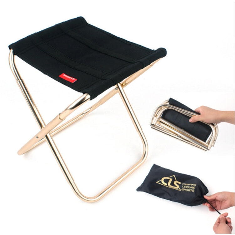 CLS Outdoor Portable Aluminum Alloy Fishing Barbecue Folding Stool, Size: 24.8*22.5*27cm, CLS Folding Stool(Black)