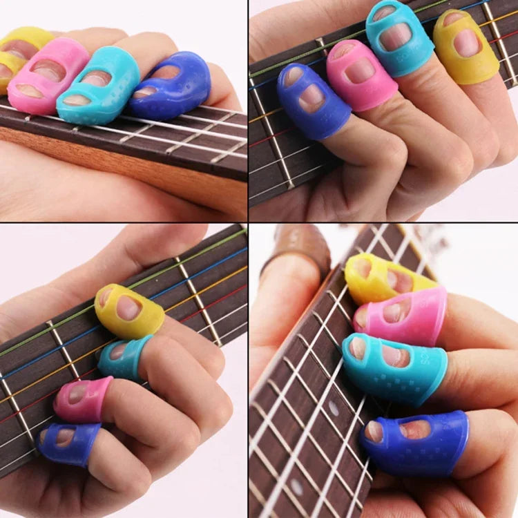 10 PCS Guitar Ukulele Stringed Instrument Finger Protector Anti-pain Finger Cap in Random Color Delivery(Size: S), Size: S