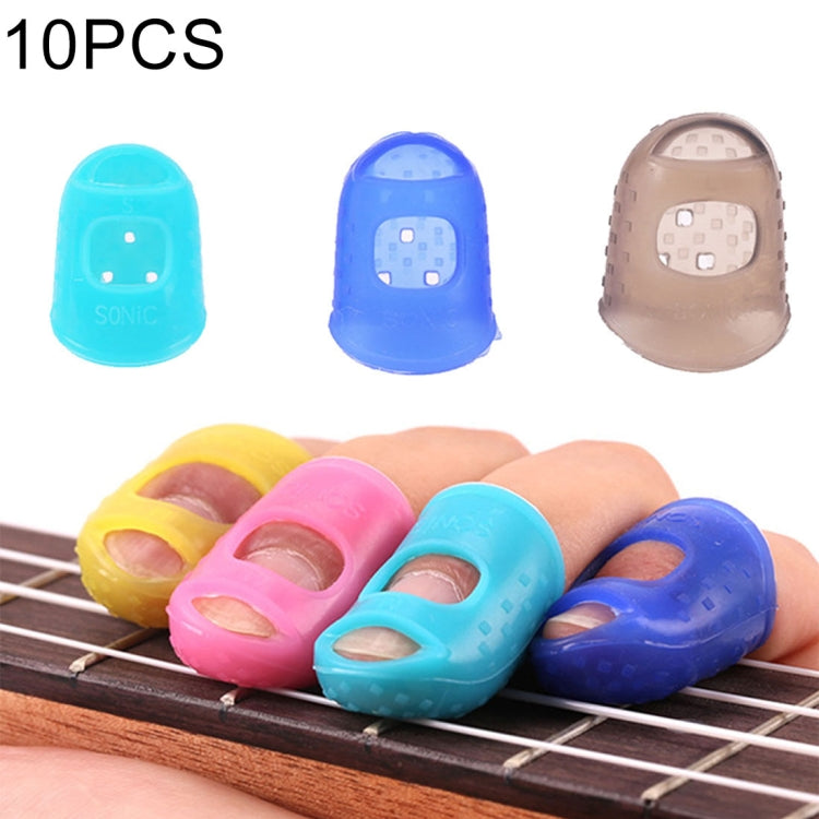 10 PCS Guitar Ukulele Stringed Instrument Finger Protector Anti-pain Finger Cap in Random Color Delivery(Size: M), 10 PCS Finger Protector
