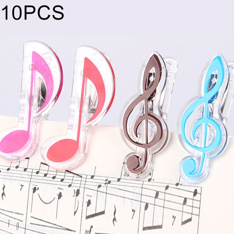 10 PCS PP Material Stainless Steel Spring Music Note Shape Book Clip Deluxe Page Holder, Random Color Delivery, Random Color Delivery