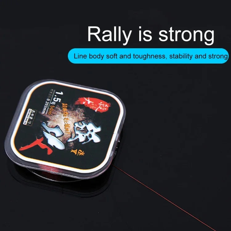 1.5C 0.203mm 2.46kg Nodules Tension 2.99kg Straight Line Tension 50m Strong Imported Raw Silk Nylon Fishing Line, 1.5C/0.203mm