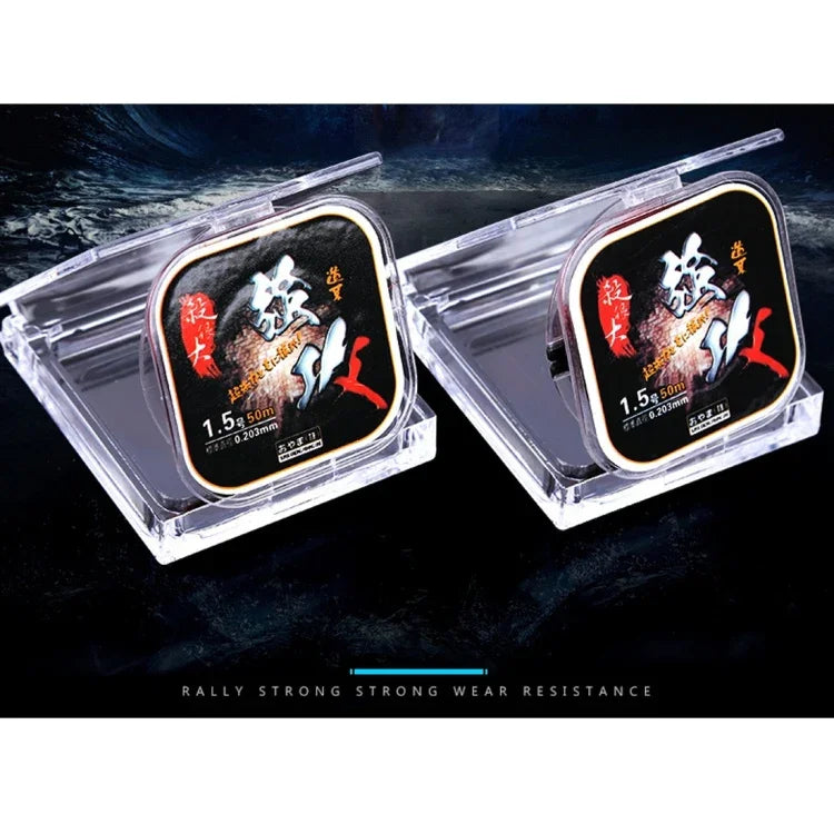 1.5C 0.203mm 2.46kg Nodules Tension 2.99kg Straight Line Tension 50m Strong Imported Raw Silk Nylon Fishing Line, 1.5C/0.203mm