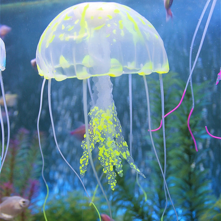 Aquarium Articles Decoration Silicone Simulation Fluorescent Sucker Jellyfish, Size: 8*20cm, 8cm