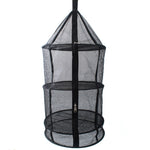 Camping Picnic Folding Tableware Vegetables Fruit Dry Net Hanging Mesh Dish Dryer Rack Shelf(Black), Round drying net