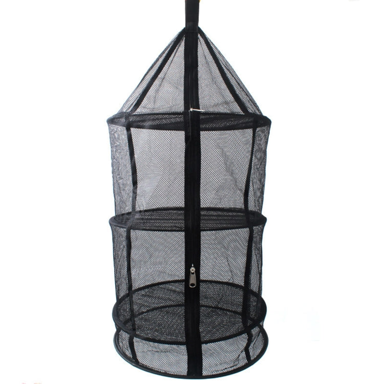 Camping Picnic Folding Tableware Vegetables Fruit Dry Net Hanging Mesh Dish Dryer Rack Shelf(Black), Round drying net