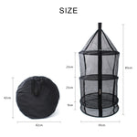 Camping Picnic Folding Tableware Vegetables Fruit Dry Net Hanging Mesh Dish Dryer Rack Shelf(Black), Round drying net