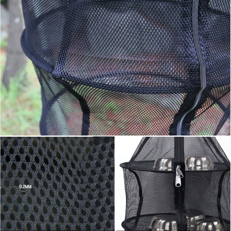 Camping Picnic Folding Tableware Vegetables Fruit Dry Net Hanging Mesh Dish Dryer Rack Shelf(Black), Round drying net