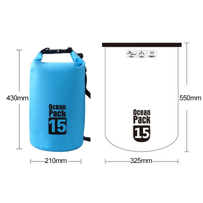 Outdoor Waterproof Single Shoulder Bag Dry Sack PVC Barrel Bag, Capacity: 15L, Capacity: 15L (Black), Capacity: 15L (Dark Blue), Capacity: 15L (Orange), Capacity: 15L (Pink), Capacity: 15L (Green), Capacity: 15L (Sky Blue), Capacity: 15L (Yellow)