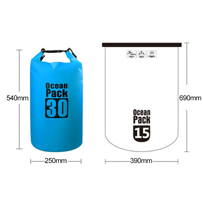 Outdoor Waterproof Double Shoulder Bag Dry Sack PVC Barrel Bag, Capacity: 30L, Capacity: 30L (Green), Capacity: 30L (Sky Blue), Capacity: 30L (Yellow), Capacity: 30L (Black), Capacity: 30L (Dark Blue), Capacity: 30L (Orange), Capacity: 30L (Pink)