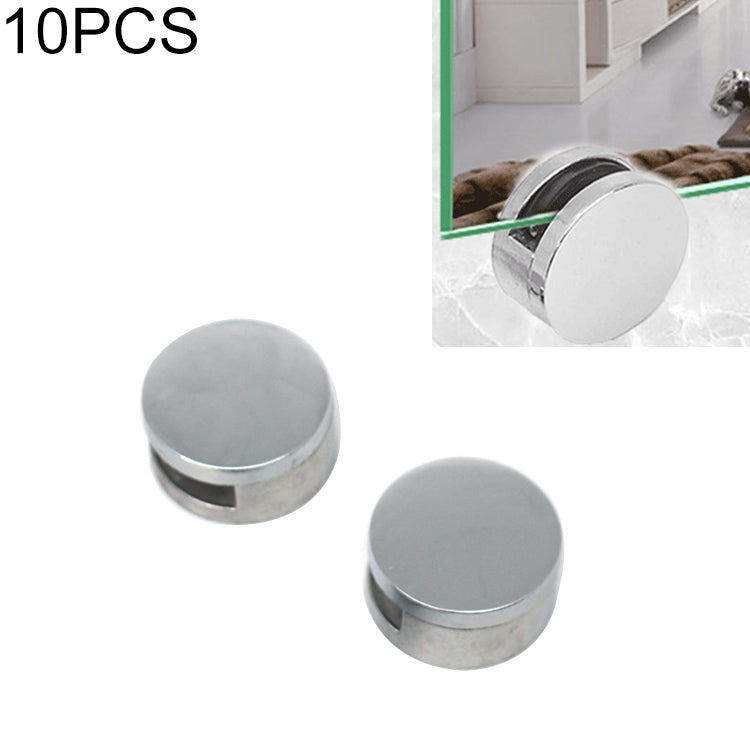 10 PCS Circular Glass Mirror Holder Buckle Fixing Accessories with Screw & Rubber Plug, Circular, with Screw & Rubber Plug