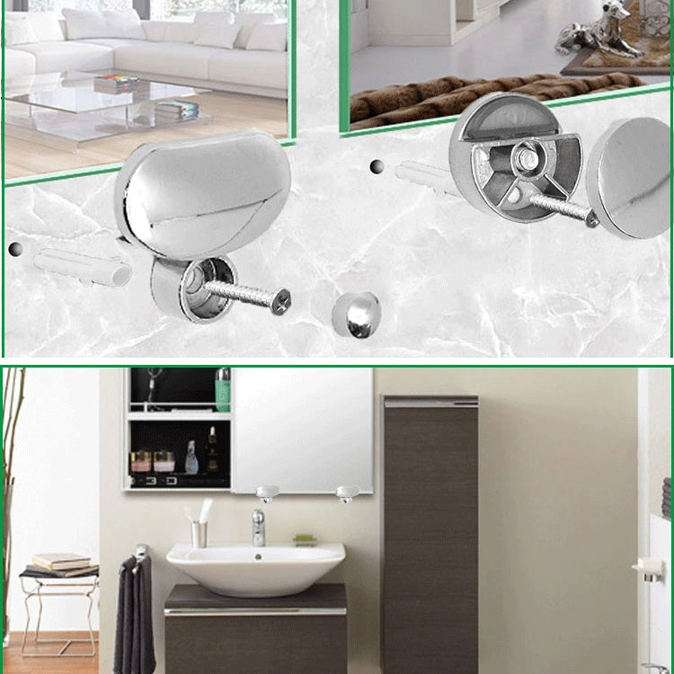 10 PCS Circular Glass Mirror Holder Buckle Fixing Accessories with Screw & Rubber Plug, Circular, with Screw & Rubber Plug