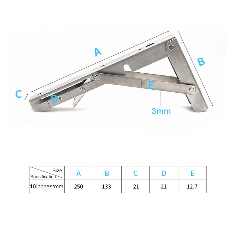 2 PCS 10 inch Billy Wall-mounted Foldable Stainless Steel Spring Storage Shelf for Dining Table, 10 inch