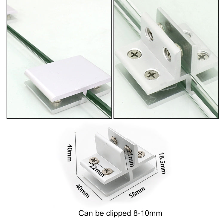 Aluminum Alloy Glass Combination Clamp Cabinet Partition Fixing Clip, T-type Cliped 8-10mm, T-type Cliped 8-10mm