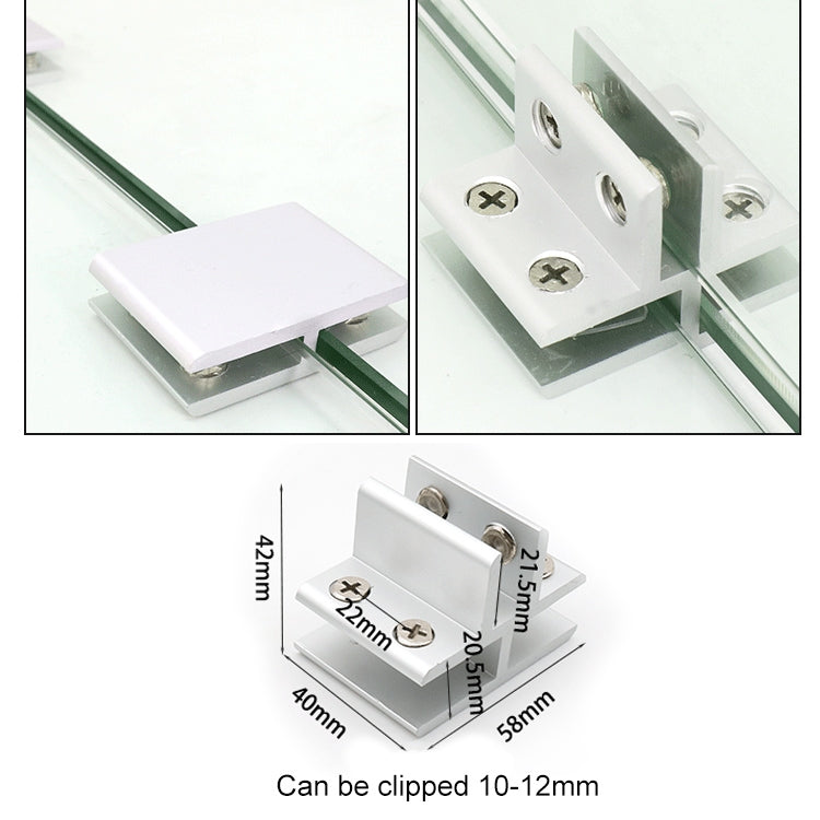 Aluminum Alloy Glass Combination Clamp Cabinet Partition Fixing Clip, T-type Cliped 10-12mm, T-type Cliped 10-12mm