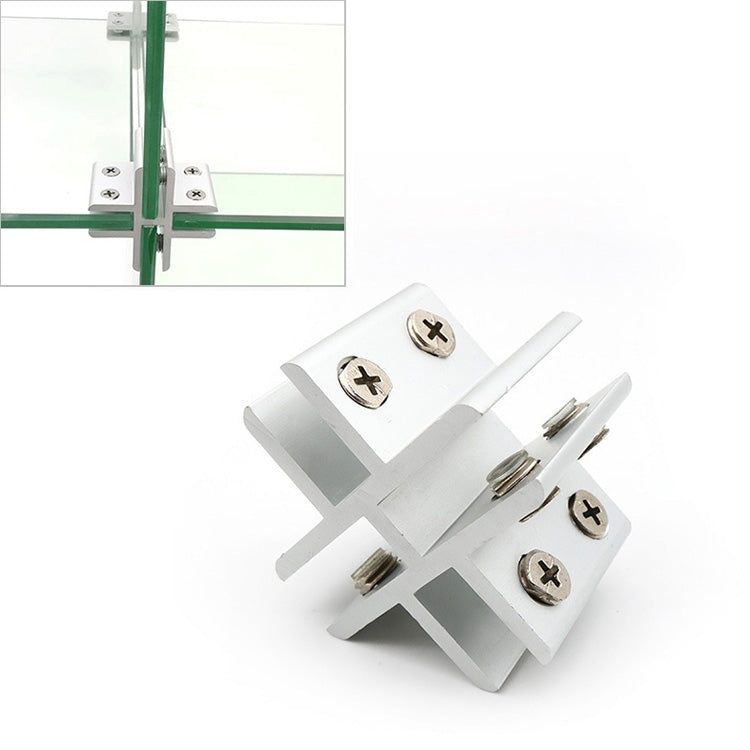 Cross-type Aluminum Alloy Glass Combination Clamp Cabinet Partition Fixing Clip, Cliped 8-10mm, Cross-type Cliped 8-10mm