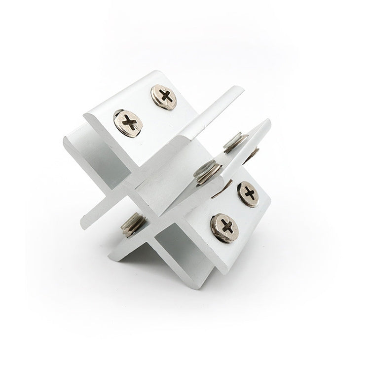 Cross-type Aluminum Alloy Glass Combination Clamp Cabinet Partition Fixing Clip, Cliped 8-10mm, Cross-type Cliped 8-10mm
