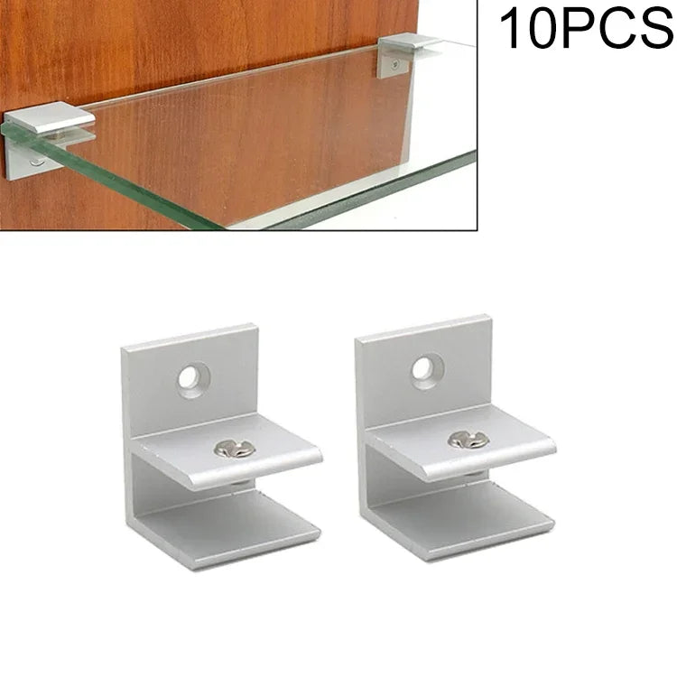 10 PCS F-type Aluminum Alloy Glass Combination Clamp Cabinet Partition Fixing Clip, Size: S, Cliped 5-10mm, F-type, S, Cliped 5-10mm