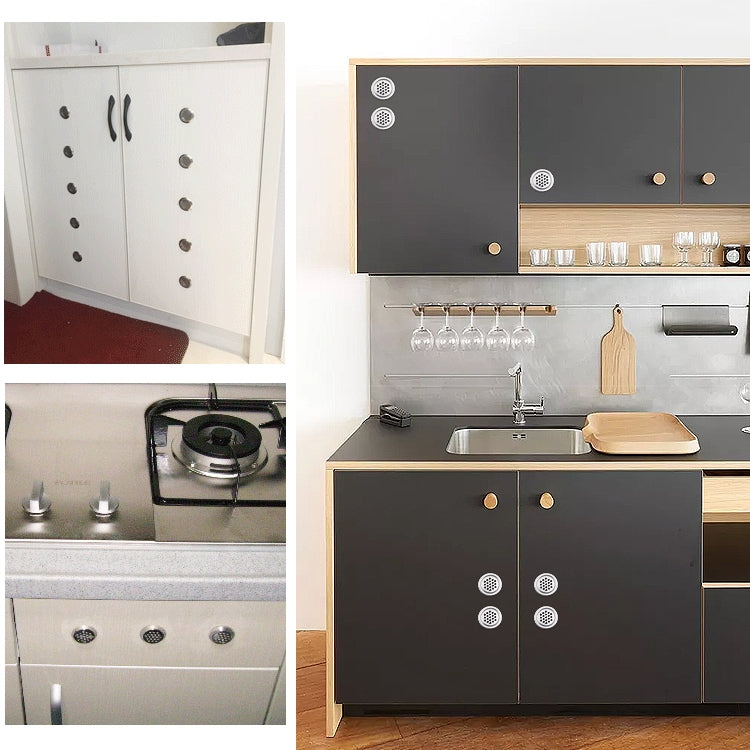 10pcs Bevel Surface 19mm Cabinet Round Air Vent Stainless Steel Louvered Grille Cover Vents with Little Holes, 19mm Bevel