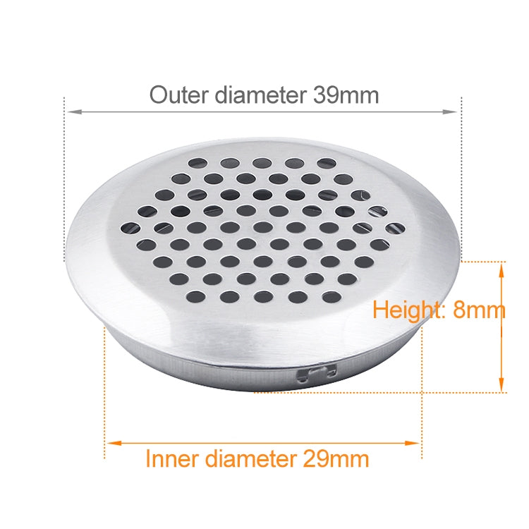 10pcs Bevel Surface 29mm Cabinet Round Air Vent Stainless Steel Louvered Grille Cover Vents with Little Holes, 29mm Bevel
