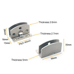 Open Hole Free Brushed Surface Glass Hinge, Size: L, 8-10mm, L