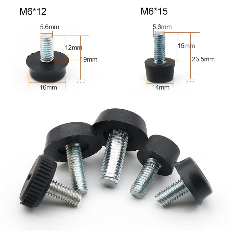 100 PCS Adjustable Foot Pad Furniture Screw Support Stub, M6x12, M6x12