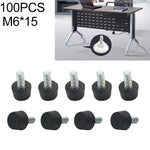 100 PCS Adjustable Foot Pad Furniture Screw Support Stub, M6x15, M6x15