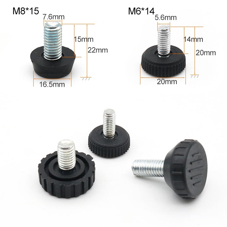 100 PCS Adjustable Foot Pad Furniture Screw Support Stub, M6x14, M6x14