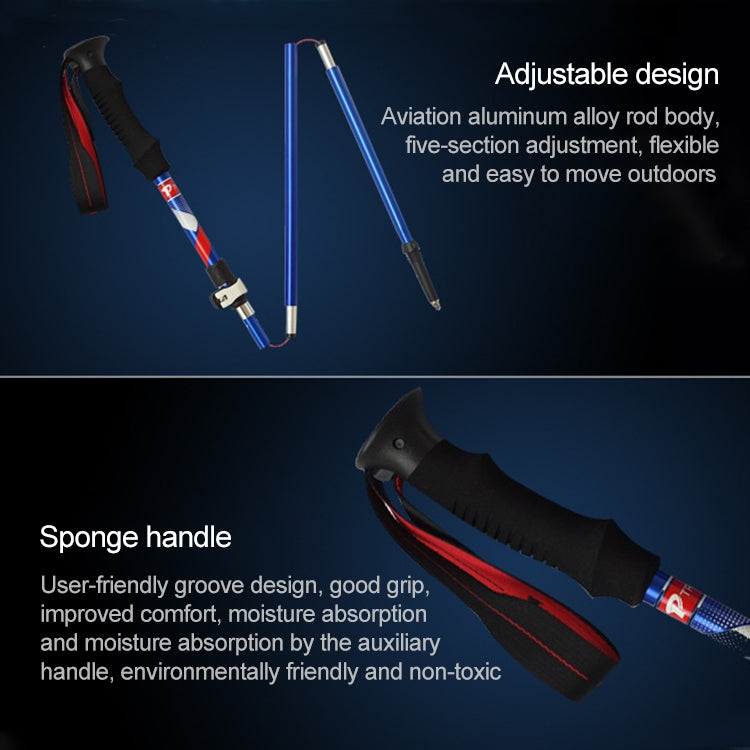 5 Node Portable Foldable Aluminium Alloy Alpenstocks Trekking Poles, Folding Length : 28.5CM, Folding Length : 28.5CM (Red), Folding Length : 28.5CM (Black), Folding Length : 28.5CM (Green), Folding Length : 28.5CM (Blue)