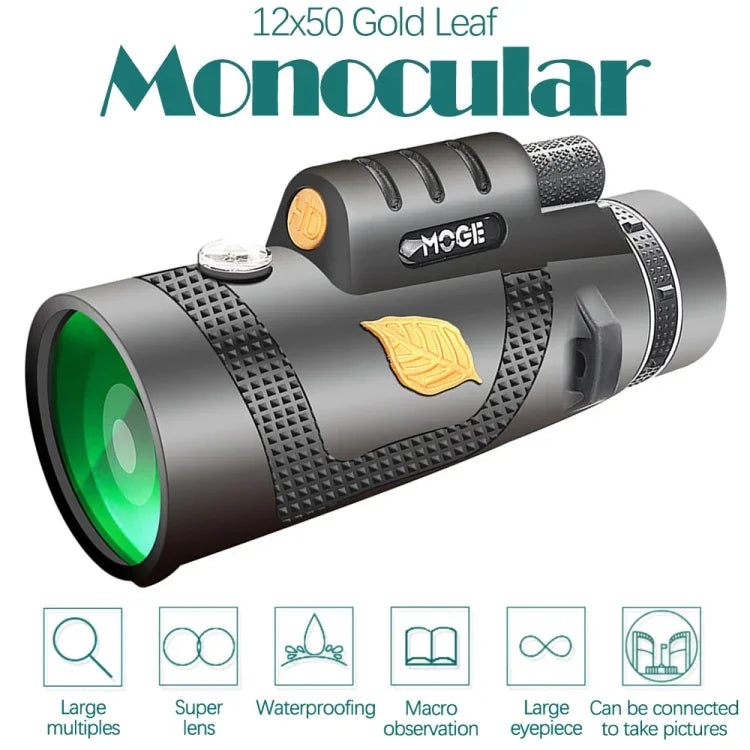 تلسكوب رؤية ليلية أحادي عالي الدقة Moge 12x50 مع حامل ثلاثي، Moge 12x50 مع حامل ثلاثي
