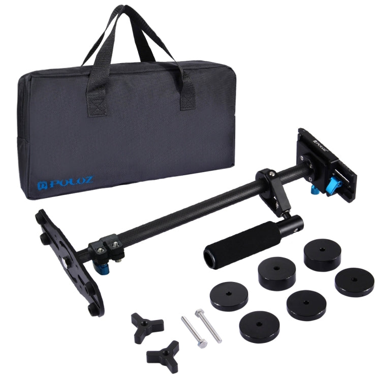 PULUZ 38.5-61cm Carbon Fibre Handheld Stabilizer for DSLR & DV Digital Video & Cameras, Load Range: 0.5-3kg, P60T Black, P60T Blue