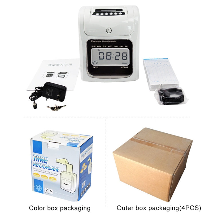 LCD Screen Electronic Time Clock Paper Card English Attendance Machine Punch Machine, Support Music Bell, LCD Screen