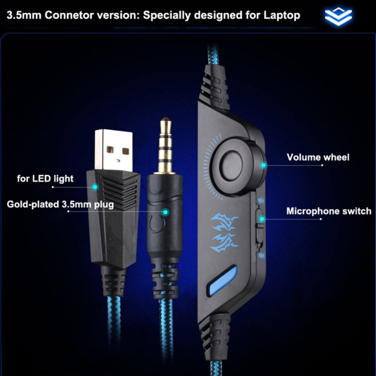 KOTION EACH G9000 3.5mm Game Gaming Headphone Headset Earphone Headband with Microphone LED Light for Laptop / Tablet / Mobile Phones,Cable Length: About 2.2m, G9000