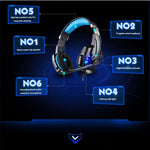 KOTION EACH G9000 3.5mm Game Gaming Headphone Headset Earphone Headband with Microphone LED Light for Laptop / Tablet / Mobile Phones,Cable Length: About 2.2m, G9000