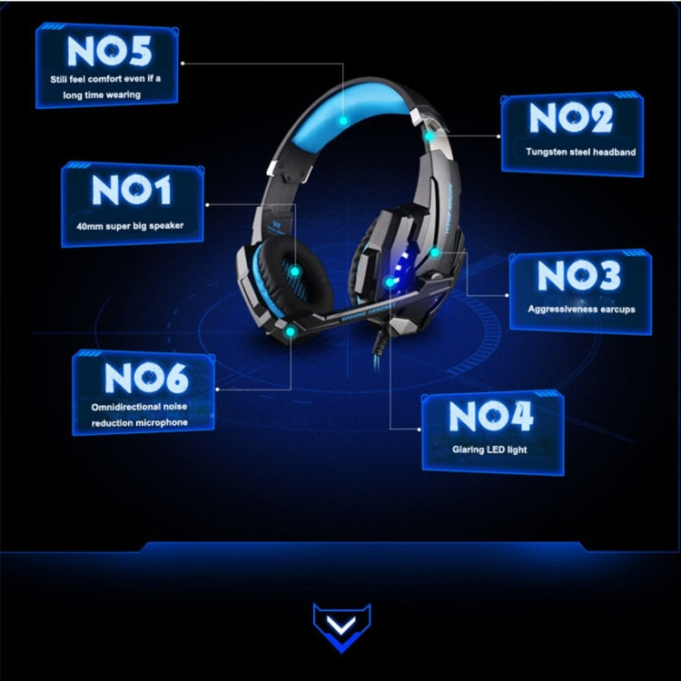 KOTION EACH G9000 3.5mm Game Gaming Headphone Headset Earphone Headband with Microphone LED Light for Laptop / Tablet / Mobile Phones,Cable Length: About 2.2m, G9000