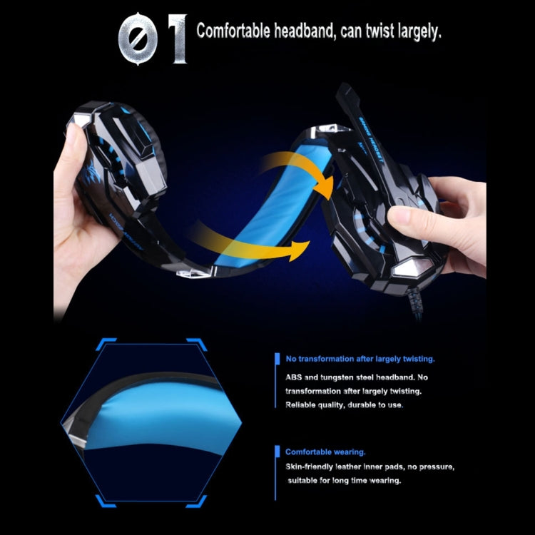 KOTION EACH G9000 3.5mm Game Gaming Headphone Headset Earphone Headband with Microphone LED Light for Laptop / Tablet / Mobile Phones,Cable Length: About 2.2m, G9000