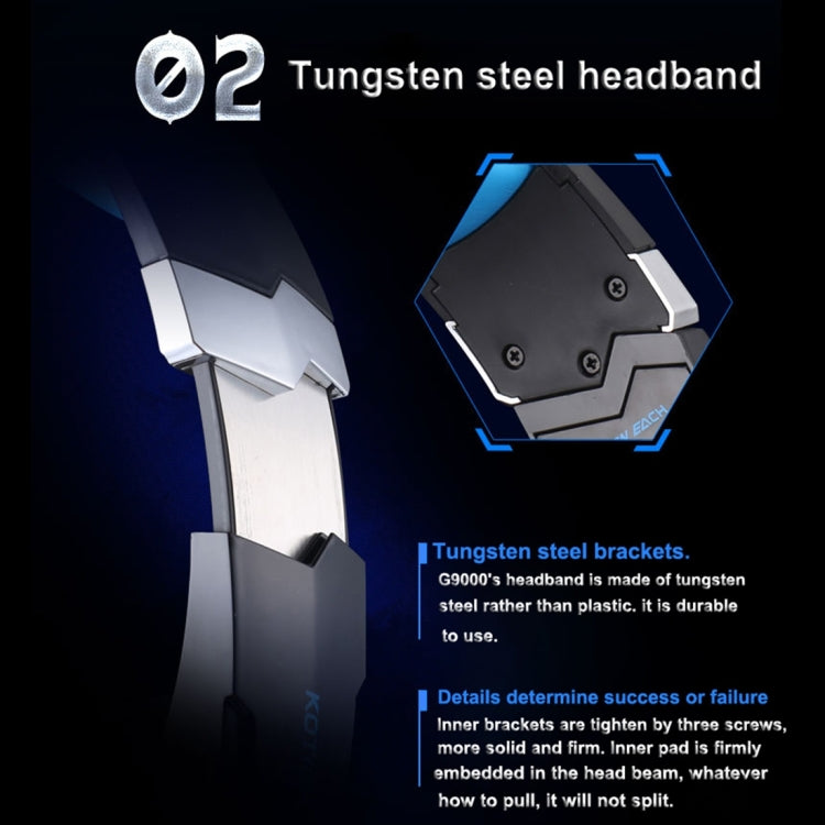 KOTION EACH G9000 3.5mm Game Gaming Headphone Headset Earphone Headband with Microphone LED Light for Laptop / Tablet / Mobile Phones,Cable Length: About 2.2m, G9000