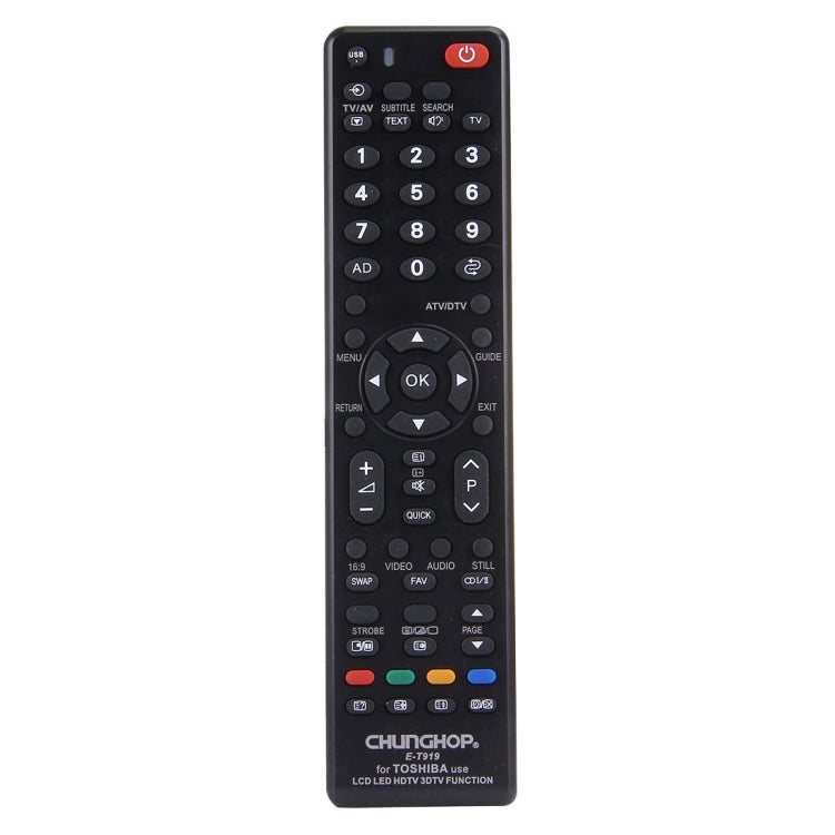 جهاز تحكم عن بعد عالمي CHUNGHOP E-T919 لتلفزيونات TOSHIBA LED / LCD / HDTV / 3DTV، لتلفزيون TOSHIBA