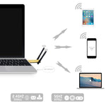 محول واي فاي USB 3.0 ثنائي النطاق AC1200 ميجابت في الثانية 2.4 جيجاهرتز و5 جيجاهرتز مع هوائيين خارجيين، AC1200Mbps USB 3.0